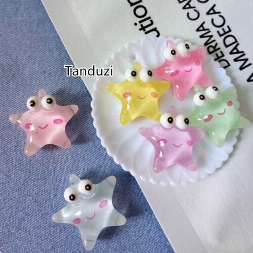 Tanduzi 100PCS Cute Resin Star Flatback Cabochon Transparent Star Scrapbooking DIY Deco Parts Resin Crafts