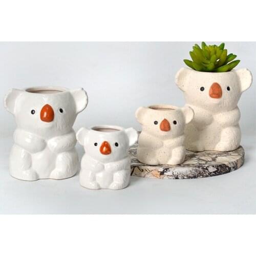 Creative Koala Home Decoration Art Ceramic Vase Flowers Abstract Human Face Decoration Home Vase Succulent Plant Flower Pot