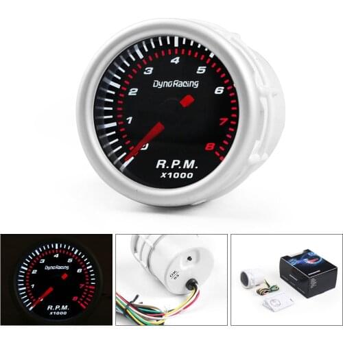 Dynoracing 2" 52mm Universal 12V LED Smoke Len 8~16V Tachometer Gauge Meter Tachometer Gauge TT101316