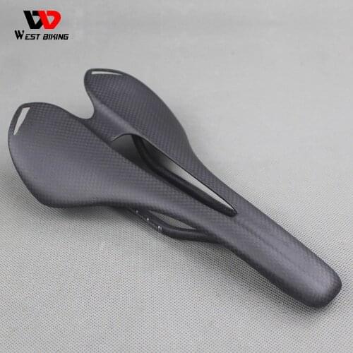 WEST BIKING Full Carbon Fiber Bicycle Saddle Ultralight Matte Gloss Racing Seat Mountain Road Bike Saddle Cycling Accessories