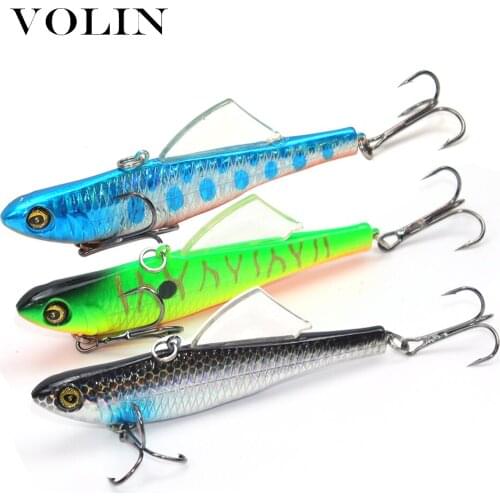 VOLIN 1pc NEW Model VIB Fishing Lure 85mm 18.5g Hard Bait with Ball and 2 Treble Hooks High Quality Wobblers Minnow Lure