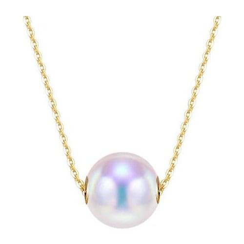 Fine Jewelry natural 18K Akoya Sea Pearl Pendant Necklace light round clavicle