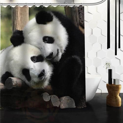 Custom Lovely panda Shower Curtain Bathroom Products Creative Polyester Home Shower Curtain/Bathroom Product