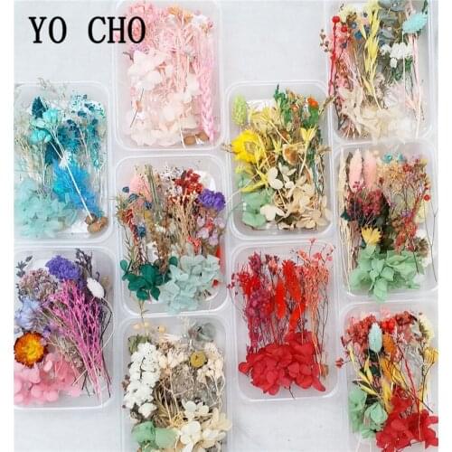 YO CHO 1 Box Mix Real Fresh Dried Flower Natural Floral for Art Craft Scrapbooking Resin Jewelry Craft Making Epoxy Mold Filling