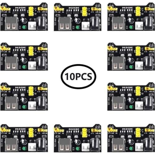 10PCS 3.3V 5V Power Supply Module for MB102 102 Prototype Breadboard DC 6.5-12V or USB Power Supply Module