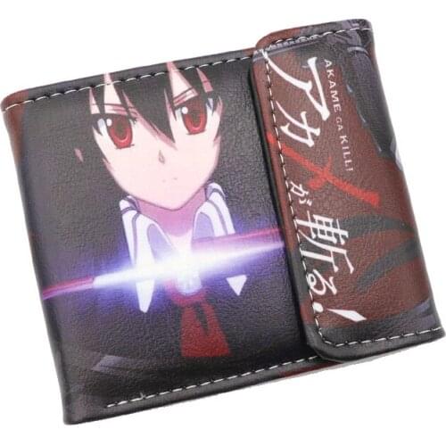 2 Styles Colorful Anime Akame Ga KILL PU Short Folding Wallet Akame Comics Short Purse Colorful Printing Money Bag With Button