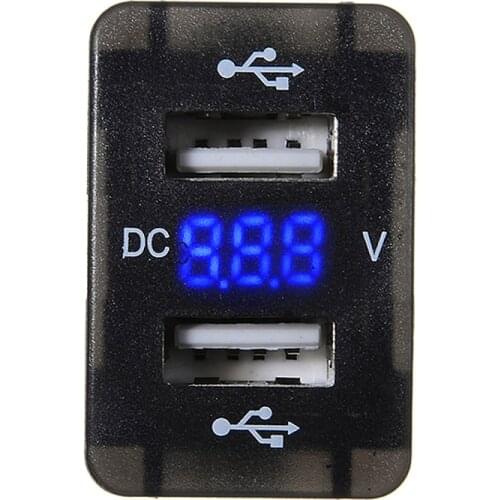 3.1A Car Charger Motorcycle Durable Dual Socket USB Port Charging Voltage Display Power Adapter Socket Charger For phone