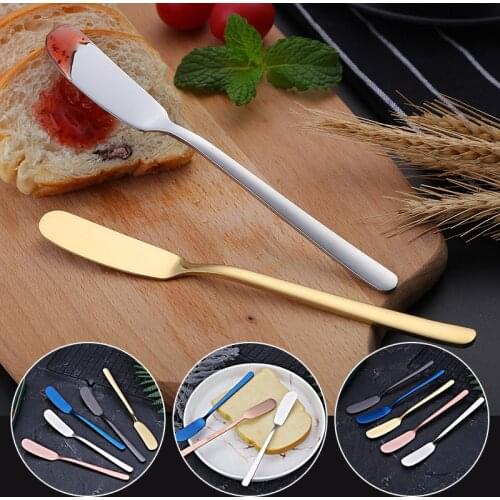 304 Stainless Steel Butter Knife Long Handle Jam Spatula Multifunction Western Tableware Cream Knurling Knife Kitchen Tools