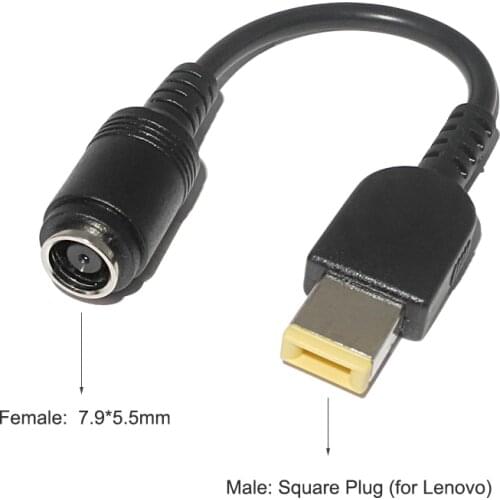 7.9*5.5mm Round Jack to Square Plug Connector Dc Power Adapter Converter Cable Cord for Lenovo ThinkPad YOGA 11 13 G500 Laptop