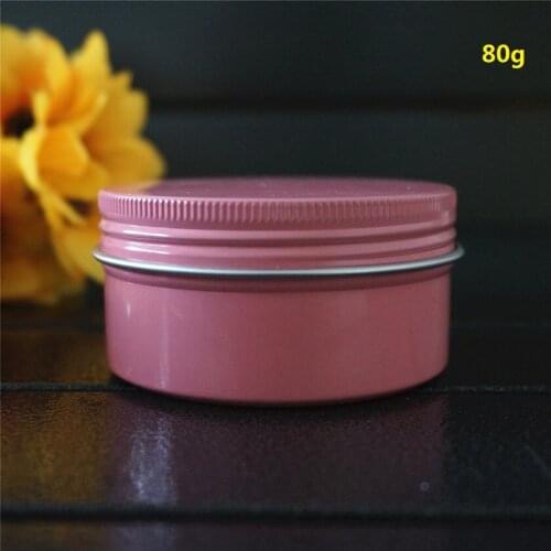80g 80ml 68*35mm Pink Round Aluminum Box Metal Tin Cans DIY Cream Refillable Jar Tea Aluminum Pot Empty Pink Containers