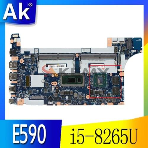 Akemy For Lenovo Thinkpad E490 E590 Notebook Motherboard NM-B911 CPU i5-8265U GPU RX550 Tested testing FRU 5B20V81851 02DL814
