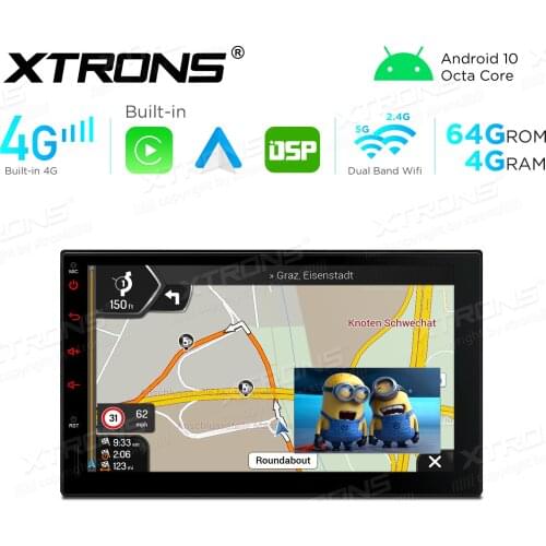 7" Android 10.0 OS Double Din Car Multimedia System Player 2 Din Car GPS Two Din Car Radio with Built-in Wired CarPlay Function