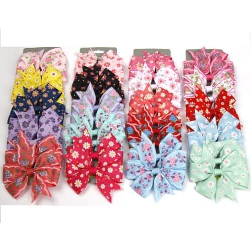 10Pcs/set Grosgrain Ribbon Mini print Hair Bows With Clip For Girls Hair Clips Hairpins Barrettes Headwear Kids Hair Accessories