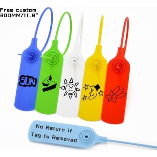 100Pcs Customized Tags Plastic Security Clothes Zip Ties Brand Hang Label Tags Shoes Seals 300mm/11.8 Logistics Seal
