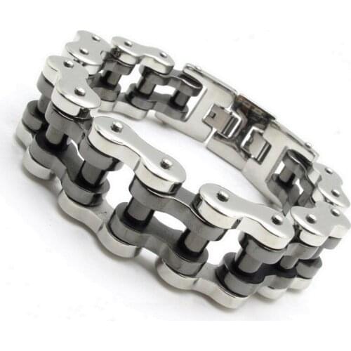 New custom jewelry 22mm Huge Heavy Mens Silver color Black color Motorcycle Chain Bracelet Biker Jewelry 316L Stainless Steel