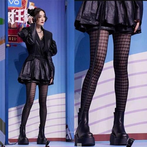 Lolita Stocking Loli Cosplay Sexy Grid Lcae Tights Women Black White Houndstooth Bowknot Japan Girl Silk Stockings