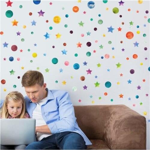 DIY Color Stars 0r Dots Wall Stickers For Bedroom Living Room Childrens Room Kindergarten Decorative Stickers