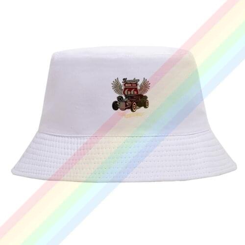 Route 66 An Old, High-end Car Summer Outdoor Cap Travel Beach Sun Hat Unisex Double Sides Wear