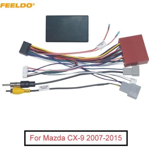 FEELDO Car Audio 16PIN CD/DVD Player Power Calbe Adapter With Canbus Box For Mazda CX-9 07-15 Stereo Plug Wiring Harness