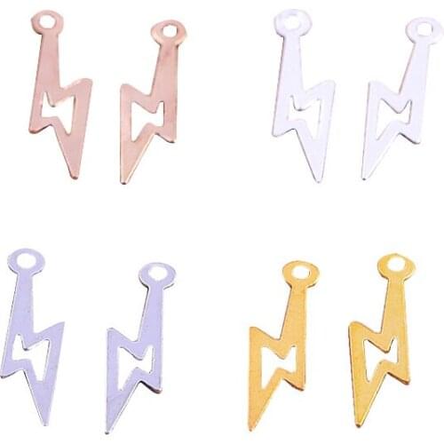 Electroplating multicolor brass single pendant small lightning earring necklace pendant for DIY making jewelry accessories