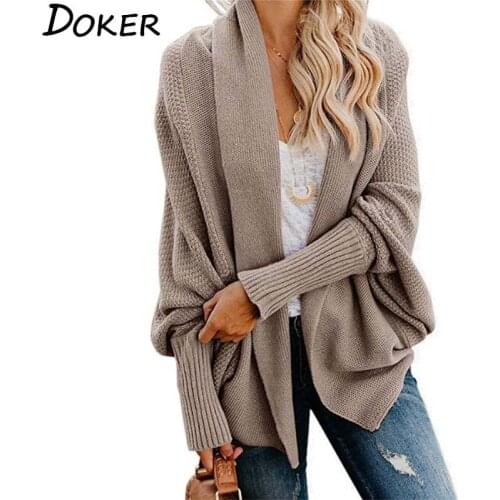 2020 Autumn Winter Knitted Cardigan For Women Long Sleeve Fashion Loose Korean Ladies Sweaters Vintage Cardigan Knit Coat Femme