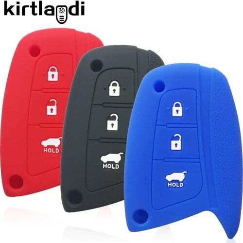 Kirtlandi 3 Buttons Silicone Remote Car Key Case Cover Shell for Hyundai GENESIS Santa Fe 3 III EQUUS AZERA Key Holder Keychain