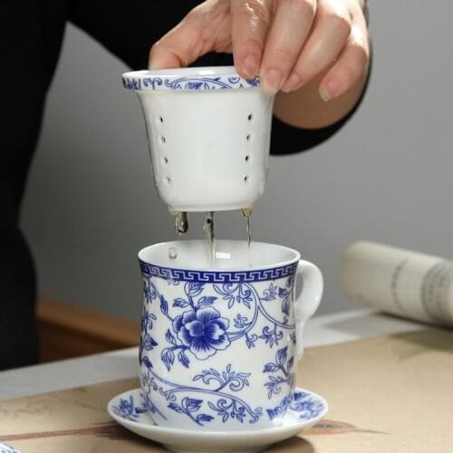 Jingdezhen dragon pattern mug ceramic band filters covered office meetings personal cup home tea equipment