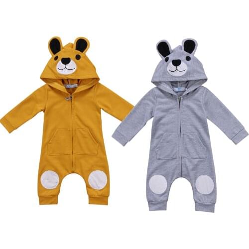 0-24M Newborn baby Infant Baby Girls Boys Cute Bear 3D Ear Romper Jumpsuit Outfits Clothes New Years costumes boys baby clothes