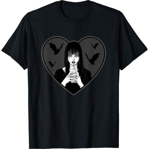 Dead Inside Goth Girl Drinking Boba Bats T-Shirt