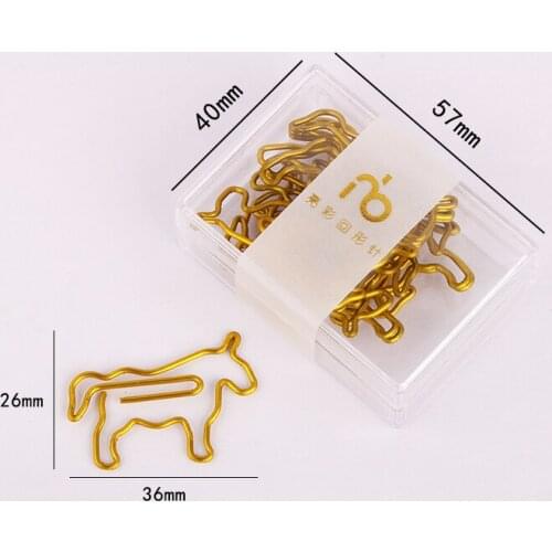 Metal cute Horse Paper Clip Cartoon Animal Clip Gourd Pin shiny gold horse Paper Clips Gold Paper Clips Metal Kawaii Stationery