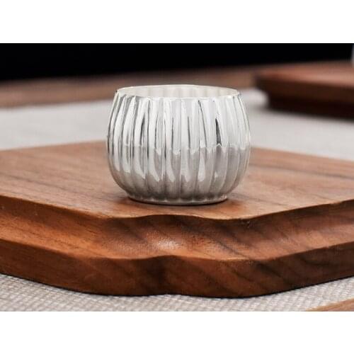 Muscle Petal Pattern Sterling Silver 999 Handmade Tea Cup Master Single Kungfu Teacup Drinkware Tearoom Drink Tea Tools