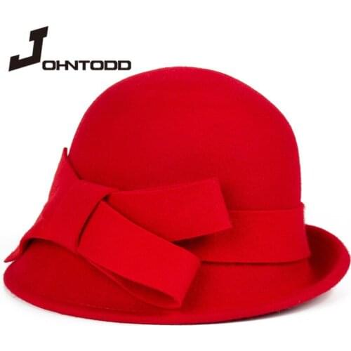 New products fall and winter middle-aged and elderly ladies wool hats, thick felt hats, outdoor jazz hats Pure wool women hat