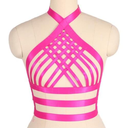 Multicolor Pink Harness Lingerie Plus Size Top Cage Fashion Chest Strappy Pole Dance Rave Sexy Women Body Harness Bra Bondage