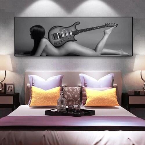 Sexy Nude Woman With Guitar Posters And Prints Wall Art Canvas Painting Modern Naked Girl Picture For Living Room Decor No Frame