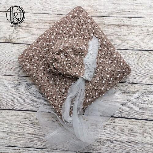 Don&Judy Newborn 2pcs/set 150*100cm and 150*150cm Fabrics Backdrop + Newborn Bonnet Photography Prop Accessories for Photo Shoot