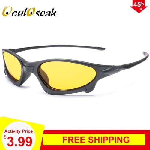 Oculosoak Night Vision Sunglasses for Men UV400 Protection Night Driving Glasses Male Polarized Yellow Lens Sun Glasses 1034