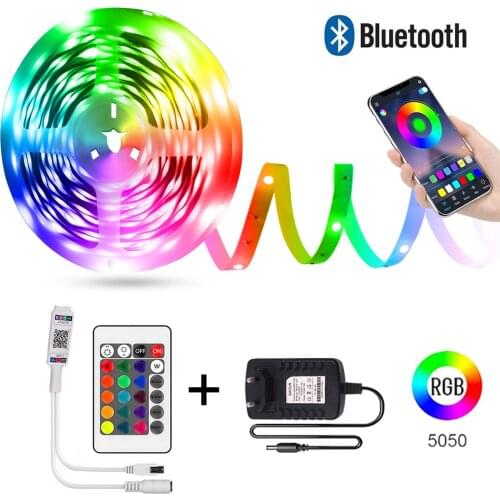 RGB 5050 LED Strip Light 12V Bluetooth APP Control Led Strip 5M 10M 15M 20M Waterproof Tape Light Flexible Ribbon with Adapter