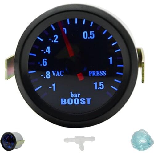 2" 52MM Universal Turbo Boost Car Gauge 1.5 BAR Meter Auto Blue LED