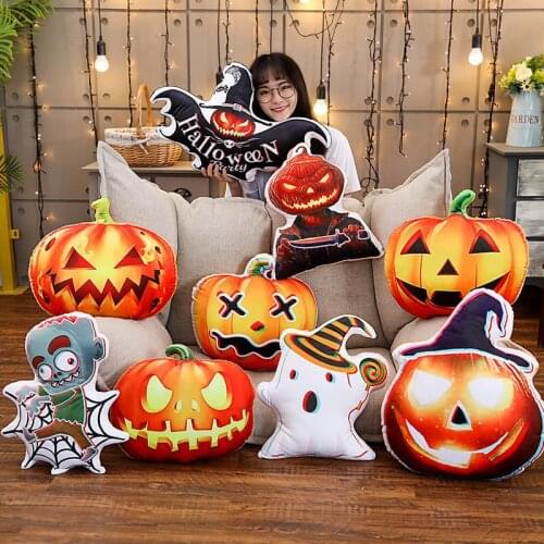 42CM Funny Evil Pumpkin Plush Stuffed Toy Soft Plants Doll Sofa Cushaw Pillow Kids Halloween Christmas Gift Home Decor