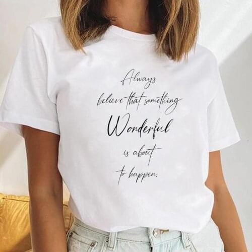Women Letter New Style Printing Lovely Watercolor Fashion Female Clothes Tees Tshirt Cartoon Tops Print Ladies Graphic T-Shirt