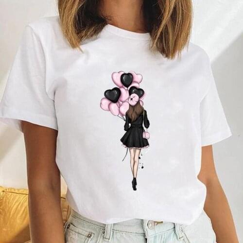 Women Love Style Printing 90s Lovely Watercolor Fashion Female Cartoon Clothes Tees Tshirt Tops Print Ladies Graphic T-Shirt