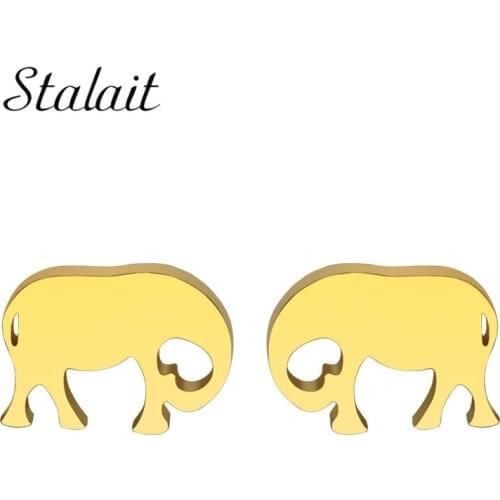 Lovely African Elephant Pattern Stainless Steel Earrings Stud Earrings for Women Korean Minimalist Earrings Jewelry Accessories