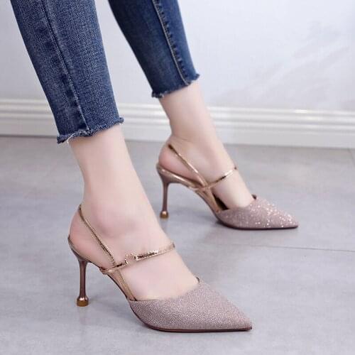 Pointed toe womens shoes 2021 summer new Korean version of all-match Baotou sandals elegant temperament high heels