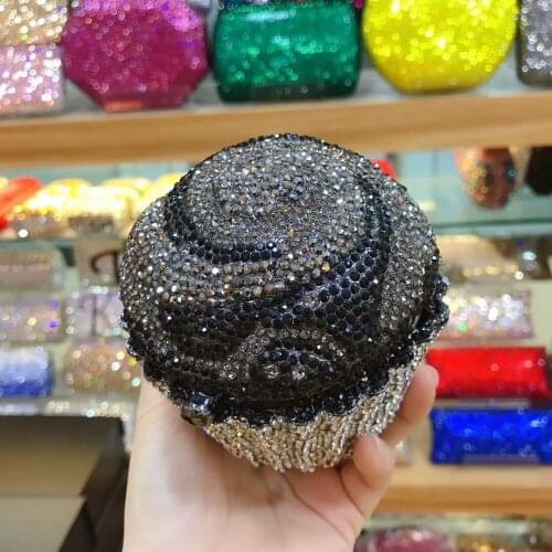 Women Evening Bags Laides Crystals Diamond cake shape Purses Fashion Round Wedding Box Clutches Purse crossbody messenger bag