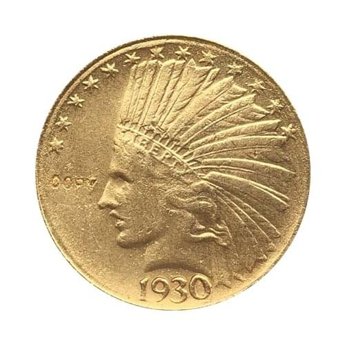 24- K gold plated 1930-S Indian head $10 gold coin COPY