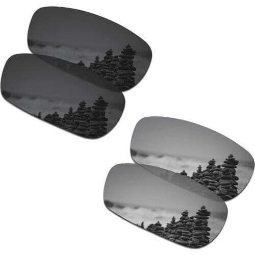 SmartVLT 2 Pairs Polarized Sunglasses Replacement Lenses for Oakley Crosshair 2.0 Stealth Black and Silver Titanium