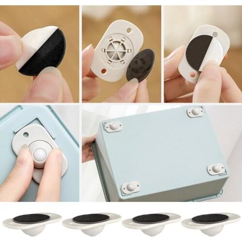 4pcs Adhesive Pulley Storage Box Casters Trash Can Self-Adhesive Furniture Wheel QX2E