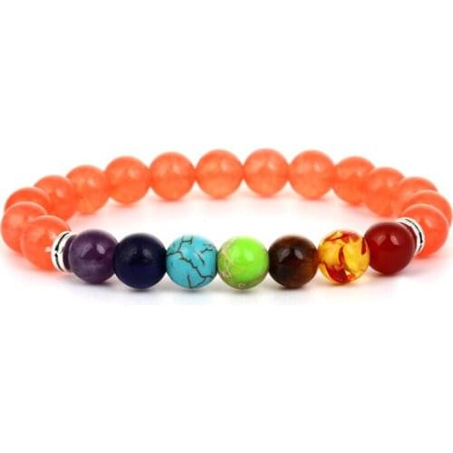 7 Chakra Healing 8mm Natural Stone Bracelet Crystal Yoga Elastic Beaded Bracelet Jewelry Gift