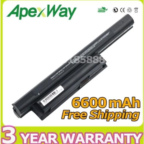 Apexway 6600mAh 9 cell Laptop Battery for Sony VGP-BPS22 VGP-BPS22A For VAIO VPC-E1Z1E VPC-EA1 VPC-EA18EC VPC-EB15GB VPC-EC4S0E