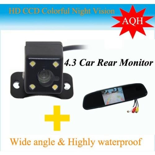 2 in 1 Car parking system HD CCD night vision car backup reversing car rear view camera + 4.3" HD 800*480 Car Mirror Monitor